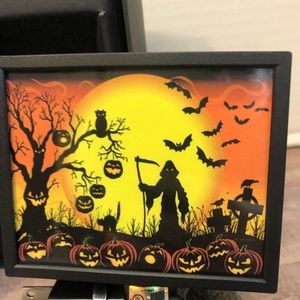 Halloween Photo Night Light Designs Beware Take Care, Grim Reaper, Pumpkins NIB
